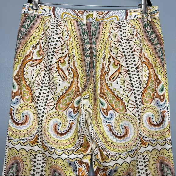 Zara Linen Blend Abstract Paisley Mini Flare Trouser Pant Women’s Size XL - Picture 6 of 14